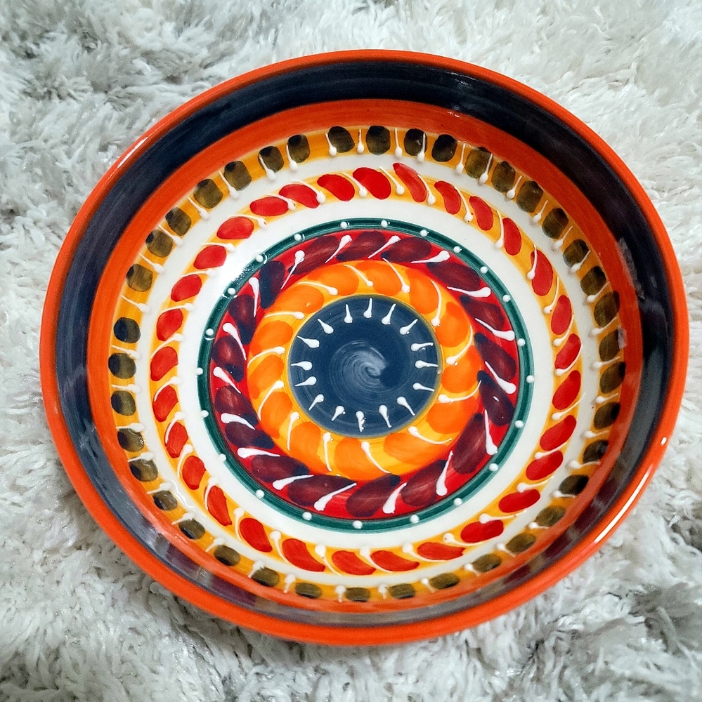 Ceramic Round Dish Serving Bowl Hand-Painted in Spain
